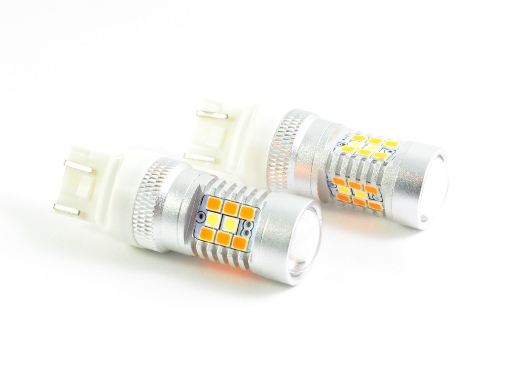 CrystaLux 7443 CL65 (650 Lumen) LED Switchback Bulbs (Pair), Amber