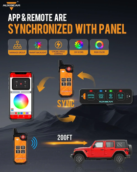 Auxbeam 4 Gang RGB Slim Switch Panel with Bluetooth Control & Wireless Remote (AS-400)