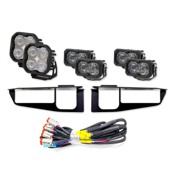 Diode Dynamics Triple Fog Light Kit w/KR Off-Road Bezel/Flush Brackets for 2021+ Ford Bronco (HD Modular Bumper)
