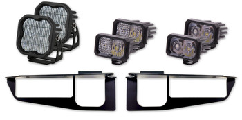 Diode Dynamics Triple Fog Light Kit w/KR Off-Road Bezel/Flush Brackets for 2021+ Ford Bronco (HD Modular Bumper)