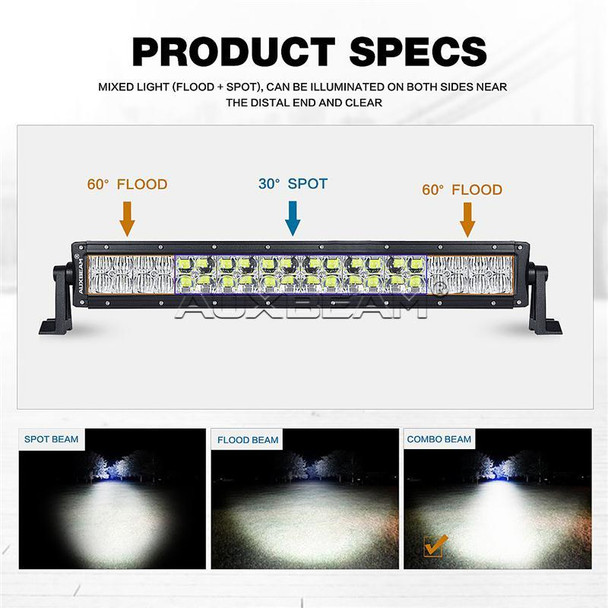 AuxBeam V-Series 42" 240W Combo Straight RGB LED Light Bar (5D Projector Lens)