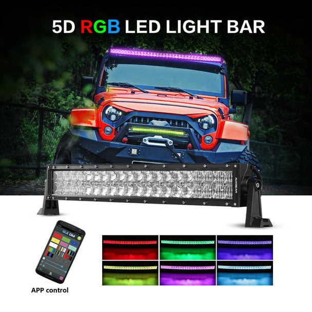 AuxBeam V-Series 22" 120W Combo Curved RGB LED Light Bar (5D Projector Lens)