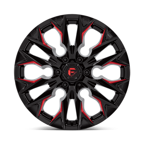 Fuel 1PC: D823 FLAME, D823 20X9 6X5.5 G-BLK MILL C-RED 20MM