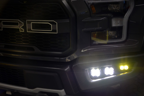 2017-2020 Ford Raptor Triple Fog Light Kit (w/Baja Designs Lights: Unlimited)