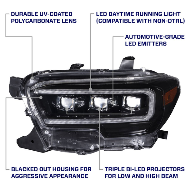 Form Lighting 2016-2022 Toyota Tacoma Sequential LED Projector Headlights (Amber DRL)