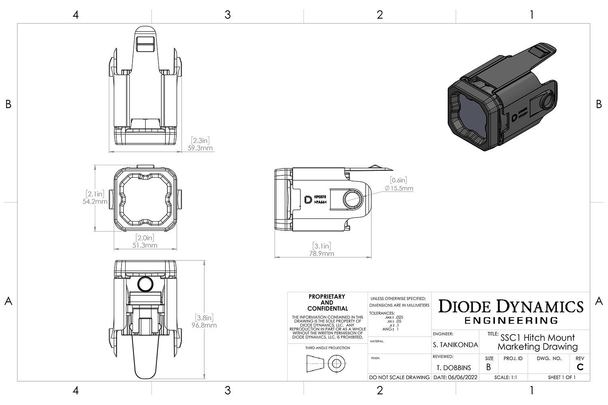 Diode Dynamics HitchMount LED Pod Reverse Kit For 2019-2023 Chevrolet Silverado 1500 (C1R + Brake)