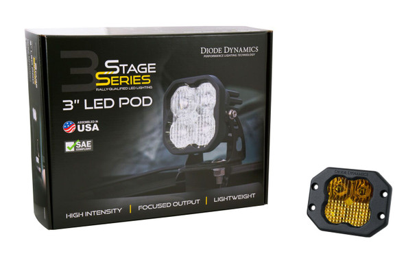 Diode Dynamics Stage Series 3" Sport Yellow, Flush Mount (Single)