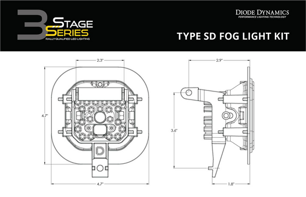 Diode Dynamics Stage Series 3" Sport White SAE Fog Type SD Fog Kit (2011-2016 Ford F-250/F-350)