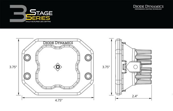 Diode Dynamics Stage Series 3" Pro White SAE Driving Flush (Single)