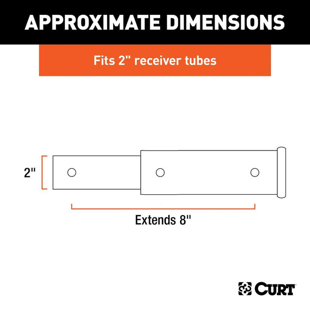 CURT 8" Receiver Tube Extender (2" Hollow Shank, 3,500 lbs.) CURT 8" Receiver Tube Extender (2" Hollow Shank, 3,500 lbs.)
