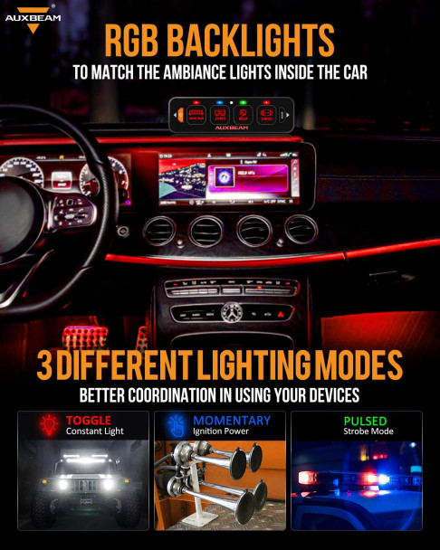 Auxbeam 4 Gang RGB Slim Switch Panel