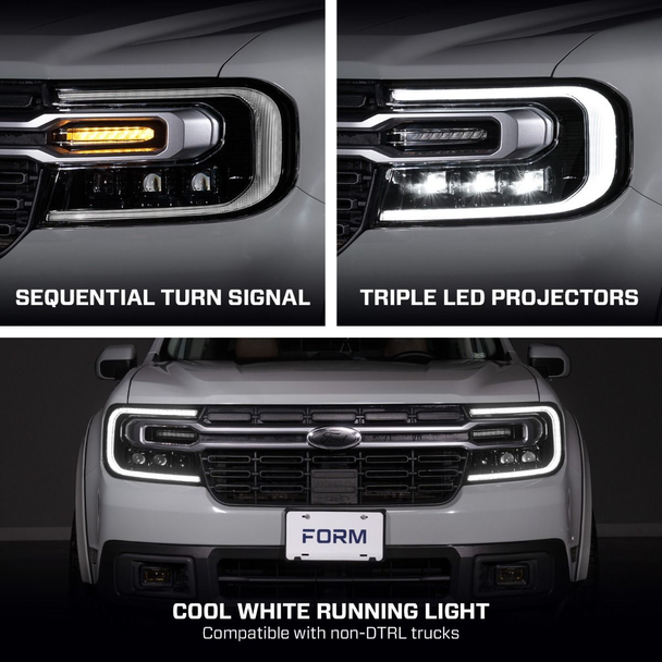 Form Lighting Sequential LED Projector Headlights for 2022-2024 Ford Maverick (Pair)