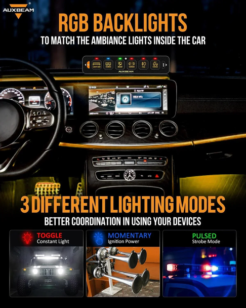 Auxbeam 6 Gang RGB Slim Switch Panel with Bluetooth Control & Wireless Remote (AS-600) Auxbeam 6 Gang RGB Slim Switch Panel with Bluetooth Control & Wireless Remote (AS-600)