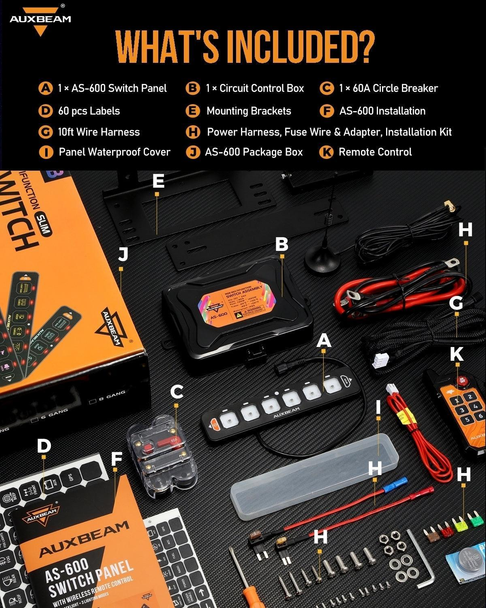 Auxbeam 6 Gang RGB Slim Switch Panel with Bluetooth Control & Wireless Remote (AS-600) Auxbeam 6 Gang RGB Slim Switch Panel with Bluetooth Control & Wireless Remote (AS-600)