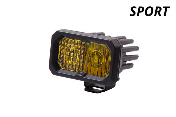 Diode Dynamics Stage Series 2" LED Pod Sport Yellow Fog Standard Amber Backlight (Single)