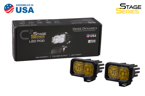 Diode Dynamics Stage Series 2" LED Pod Pro Yellow Driving Standard Amber Backlight