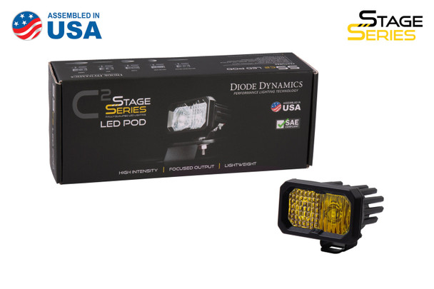 Diode Dynamics Stage Series 2" LED Pod Pro Yellow Driving Standard Amber Backlight (Single)