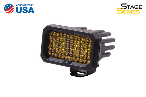 Diode Dynamics Stage Series 2" LED Pod Pro Yellow Flood Standard Amber Backlight (Single)