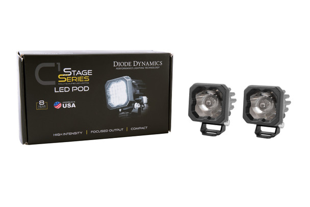 Diode Dynamics Stage Series 1" LED Pod Sport White Flood Standard Amber Backlight