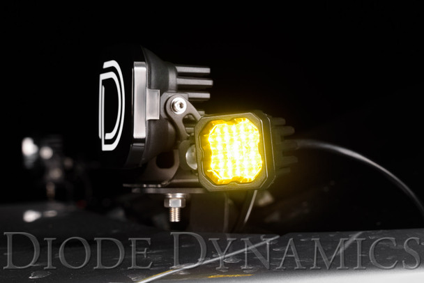 Diode Dynamics Stage Series 1" LED Pod Sport Yellow Flood Standard Amber Backlight