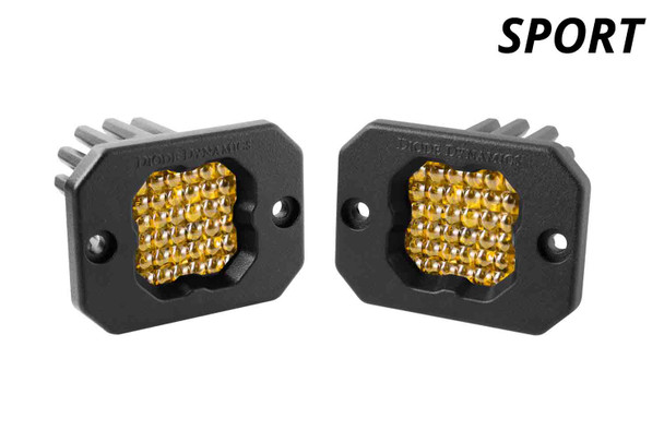Diode Dynamics Stage Series 1" LED Pod Sport Yellow Flood Flush Amber Backlight
