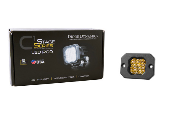 Diode Dynamics Stage Series 1" LED Pod Sport Yellow Flood Flush Amber Backlight (Single)