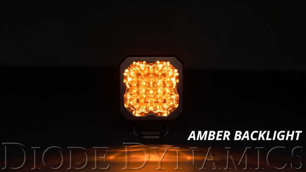 Diode Dynamics Stage Series 1" LED Pod Sport Yellow Flood Flush Amber Backlight (Single)