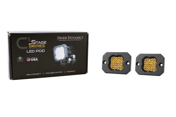 Diode Dynamics Stage Series 1" LED Pod Pro Yellow Flood Flush Amber Backlight
