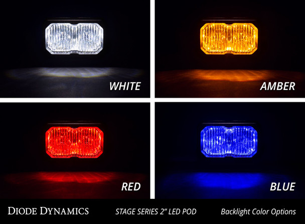 Diode Dynamics Stage Series 2" LED Pod Pro White Combo Flush White Back Light (Single)