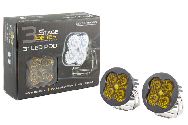 Diode Dynamics Stage Series 3" Pro Yellow Flood Round (Pair)