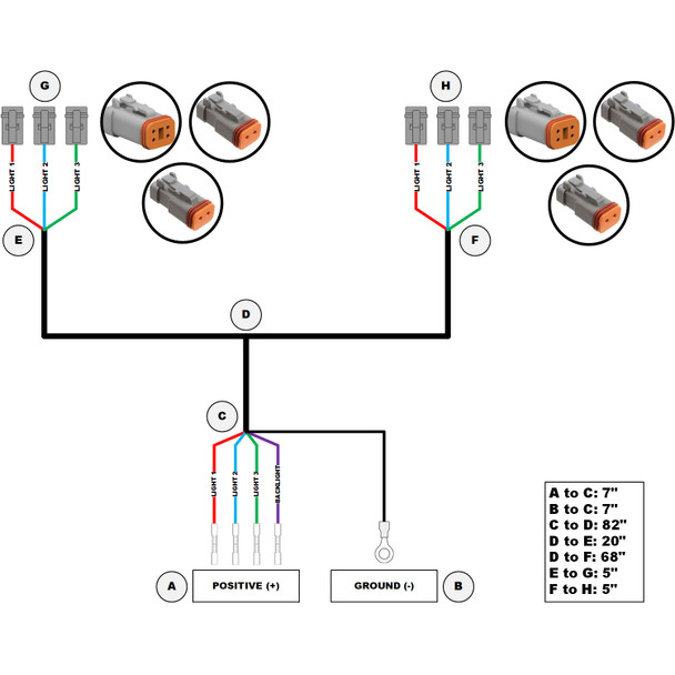 CrystaLux Triple Fog Light Wiring Harness, 2x DT 4-Pin & 4x DT 2-Pin Connectors (Diode Dynamics) CrystaLux Triple Fog Light Wiring Harness, 2x DT 4-Pin & 4x DT 2-Pin Connectors (Diode Dynamics)