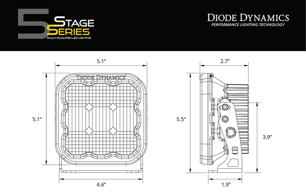 Diode Dynamics Stage Series 5" Sport Yellow, Standard (Single)
