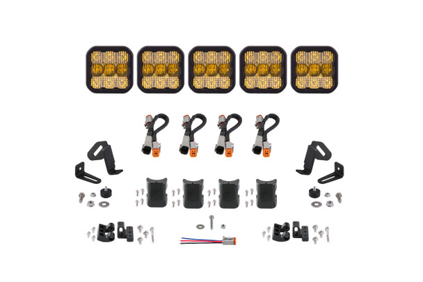 Diode Dynamics SS5 Sport Universal CrossLink 5-Pod Lightbar Yellow Combo