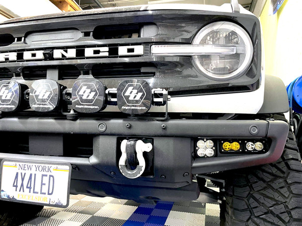 Baja Designs Triple Fog Light Kit w/KR Off-Road Bezel/Flush Brackets for 2021+ Ford Bronco (HD Modular Bumper)