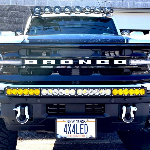 Baja Designs 30"/40" OnX6+ Light Bar Kit for 2021+ Ford Bronco (Modular Bumper) w/KR Off-Road Brackets Baja Designs 30"/40" OnX6+ Light Bar Kit for 2021+ Ford Bronco (Modular Bumper) w/KR Off-Road Brackets
