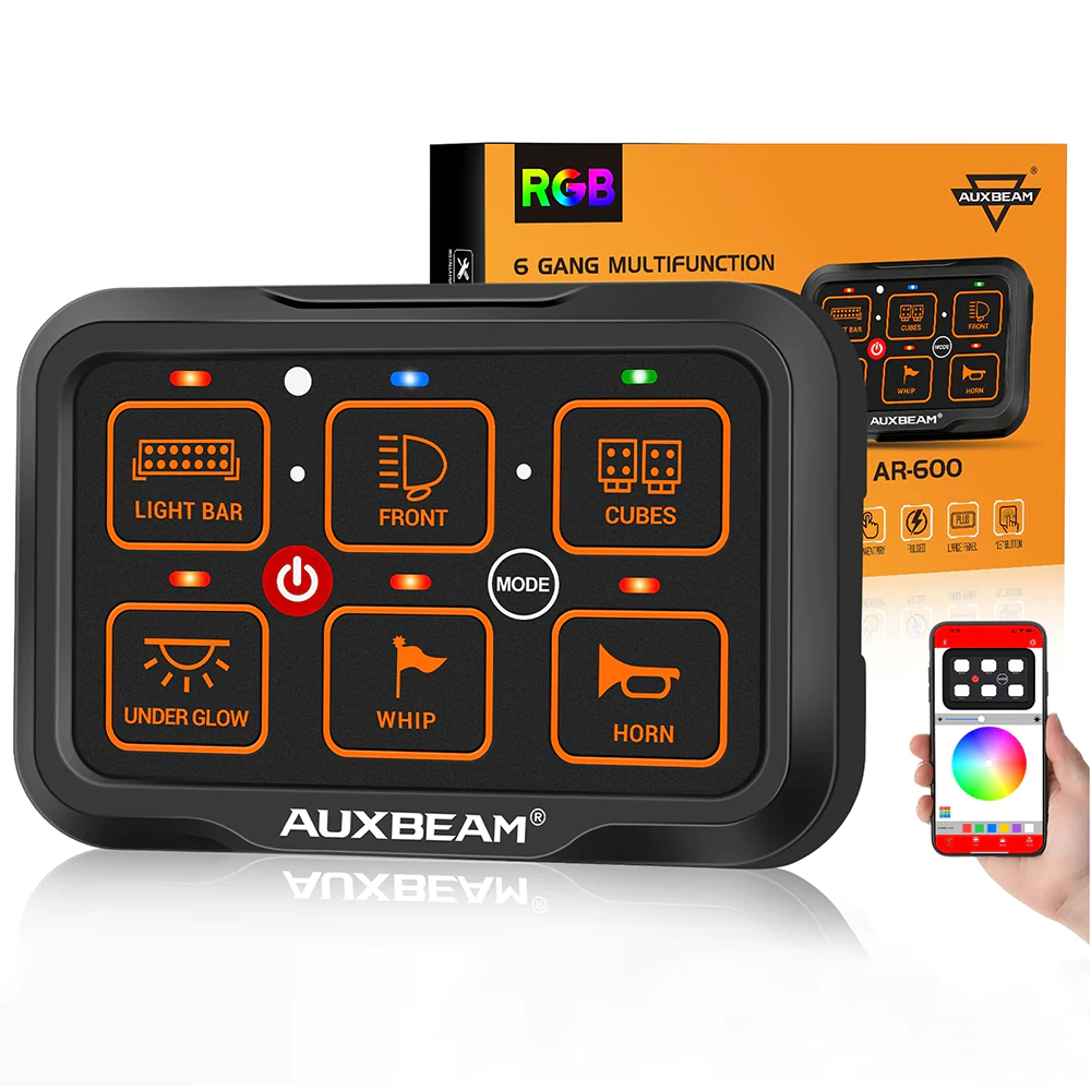 Auxbeam 6 Switch Multifunction RGB Switch Panel with Bluetooth