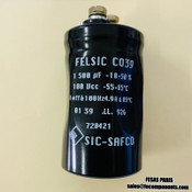 Sic Safco FELSIC CO39 Aluminum Electrolytic Capacitor 1500µF 100Vcc -10+50%
