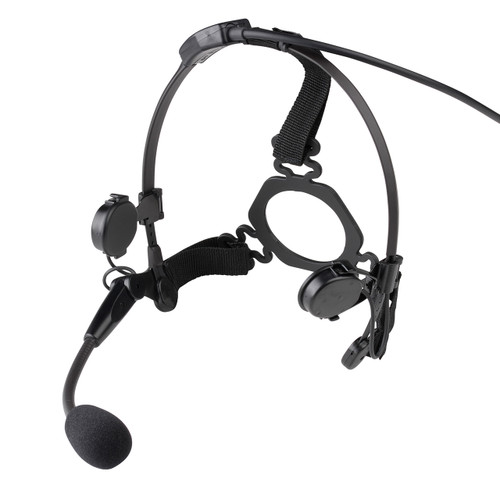 Tactical Temple Transducer Headset with Noise-Canceling Boom Microphone