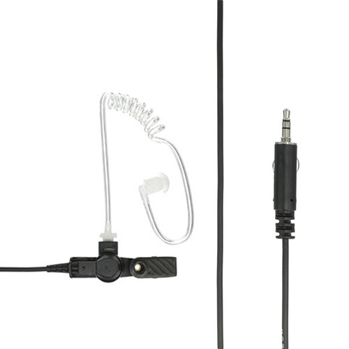 1-Wire Earpiece with Clear Acoustic Tube – Black, 3.5mm Threaded