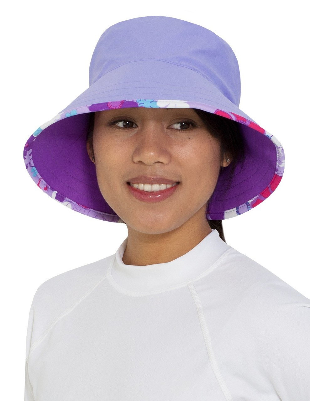 Tuga Women's Ola UV Bucket Sun Hat - UPF50+ Sun Protection (Adjustable &  Reversible) Daisy Purple
