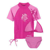 Girls Sun Busters 3-piece ruched swimwear set strawberry/Raspberry