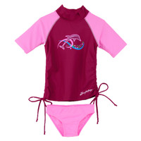 Girls Sun Busters 3-piece ruched swimwear set cranberry_raspberry