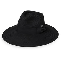 Womens Ladies Wallaroo Fedora St Lucia UPF50 sun hat black