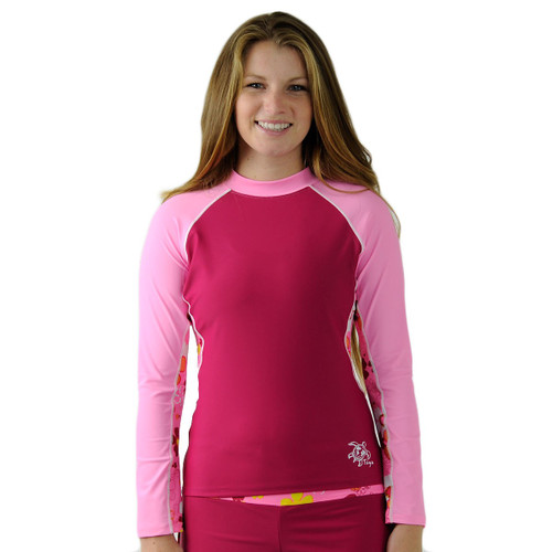 Womens Tuga long sleeve UV swim shirt daisy pink
