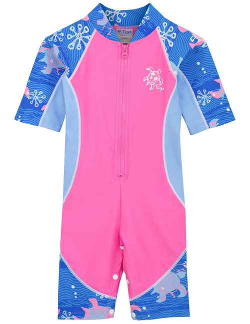 Girls UV all-in-one swimsuit 'Low Tide' Pink Wave | Baby UV Clothing