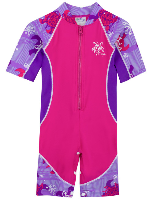 Girls UV all-in-one swimsuit 'Low Tide' Purple Wave | Baby UV Clothing