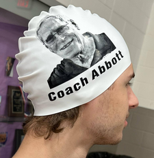 "Coach Abbott" swim caps