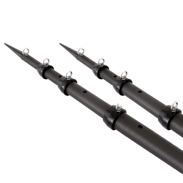 Tigress XD 3k Carbon Fiber Telescoping Outrigger Poles - 18 feet - Matte Black\/ Black - Pair [88679]