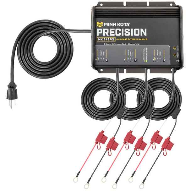 Minn Kota On-Board Precision Charger MK-345 PCL 3 Bank x 15 AMP Lithium Optimized Charger [1833452]