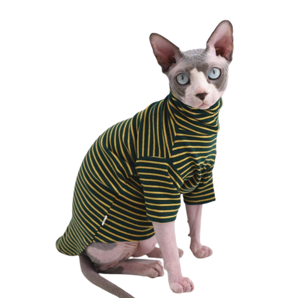 Vintage Stripes Turtleneck Sphynx Hairless Cat Soft Cotton